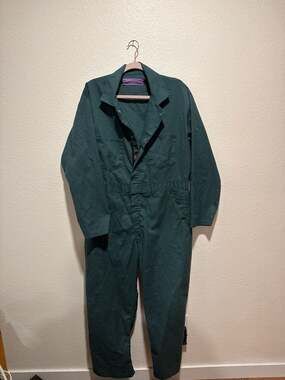 Vintage Perfect Permanent Press Forest Green Long Sleeve Coveralls Jump Suit